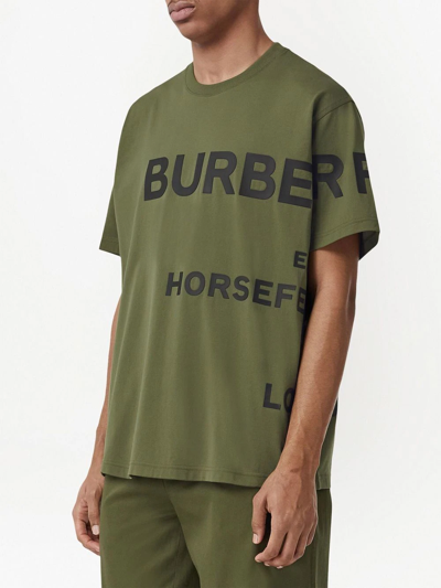 Shop Burberry Horseferry Print Oversized T-shirt In Green