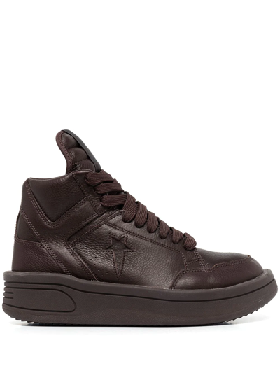Rick Owens Drkshdw Converse X Darkshdw Man's Brown Leather High Top  Turboxpn Sneakers | ModeSens