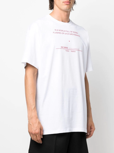 Shop Raf Simons Slogan-print Short-sleeve T-shirt In White