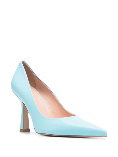 Shop Liu •jo Pointed Leather Pumps In Blue
