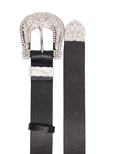 Shop Alexandre Vauthier Crystal-embellished Buckle Belt In Black