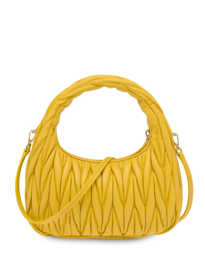 Shop Miu Miu Mini Wander Matelassé Shoulder Bag In Yellow