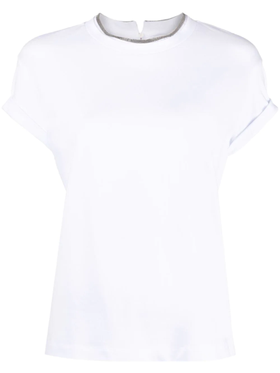 Shop Brunello Cucinelli Chain-trim Round-neck T-shirt In White