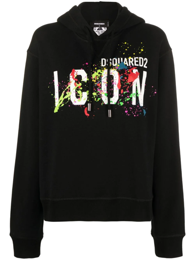 Shop Dsquared2 Logo-print Splatter Hoodie In Black