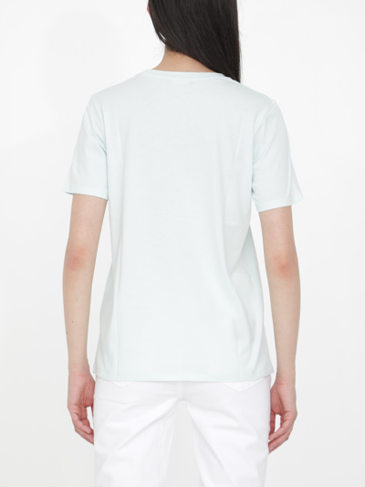 Shop Balmain Light-blue T-shirt With White Logo In Azzurro/bianco