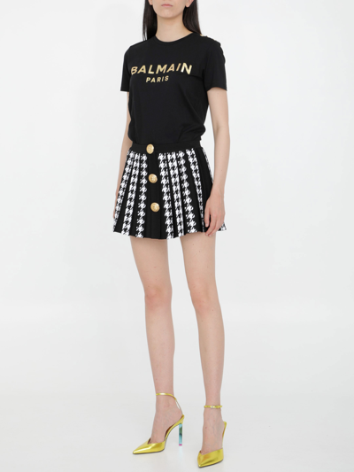 Shop Balmain Pleated Miniskirt In Black