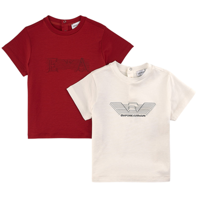 Emporio Armani Kids' 2-pack With Branded T-shirts Red | ModeSens