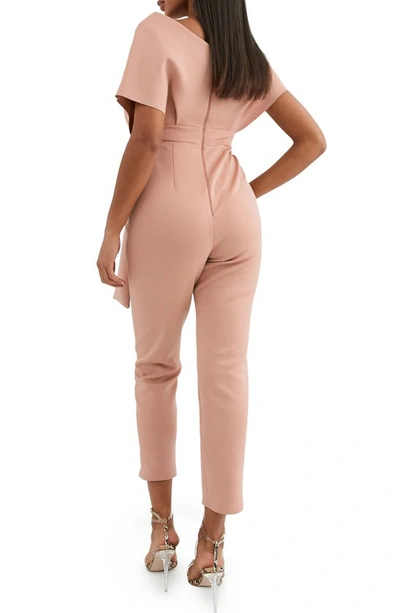 Shop Asos Design Fallen Shoulder Scuba Jumpsuit In Pink