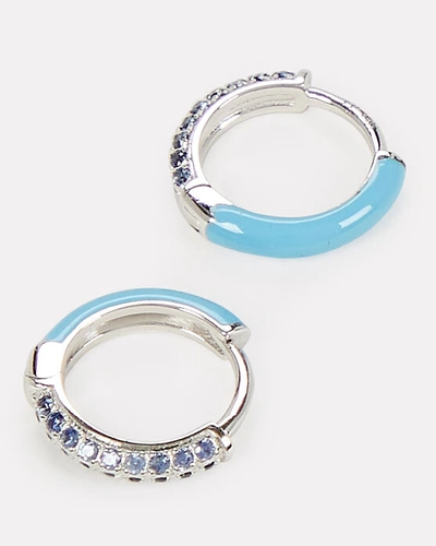 Shop Fry Powers Aquamarine Huggie Hoop Earrings In Blue-lt