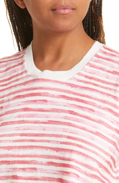 Shop Atm Anthony Thomas Melillo Stripe Cotton & Cashmere Sleeveless Sweater In French Rose Combo