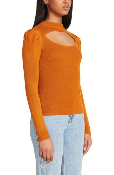 Shop Bb Dakota By Steve Madden So Purrfect Cutout Puff Sleeve Sweater In Pumpkin Spice