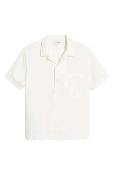 Frame Cotton Short Sleeve Button-up Camp Shirt In Milk