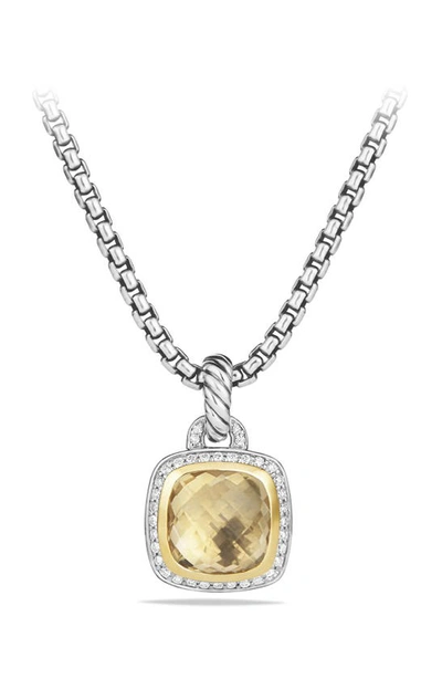 Shop David Yurman 'albion' Pendant With Diamonds And 18k Gold In Champagne Citrine