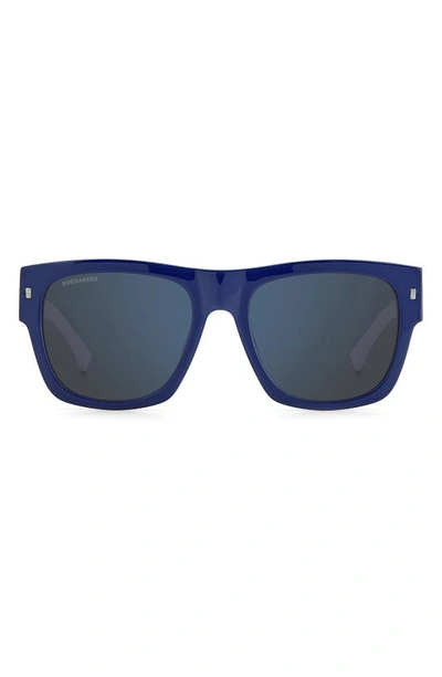 Shop Dsquared2 55mm Square Sunglasses In Blue White / Grey Blue