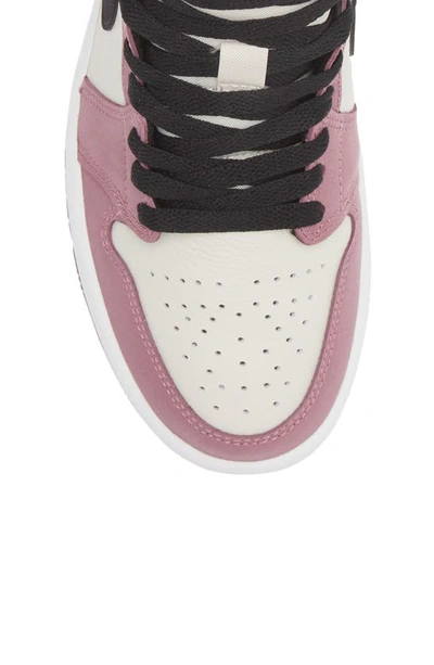 Shop Jordan Air  1 Mid Se Sneaker In Mulberry/ Black/ Light Bone