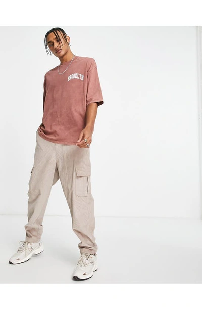 Asos Design Brooklyn Oversize Graphic Tee In Brown