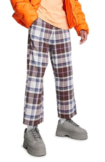 Asos Design Oversized Tapered Pants In Brushed Check-multi In White Multi