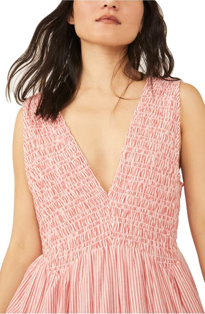 Shop Free People Juno Sleeveless Smocked Tiered Maxi Dress In Guava Combo