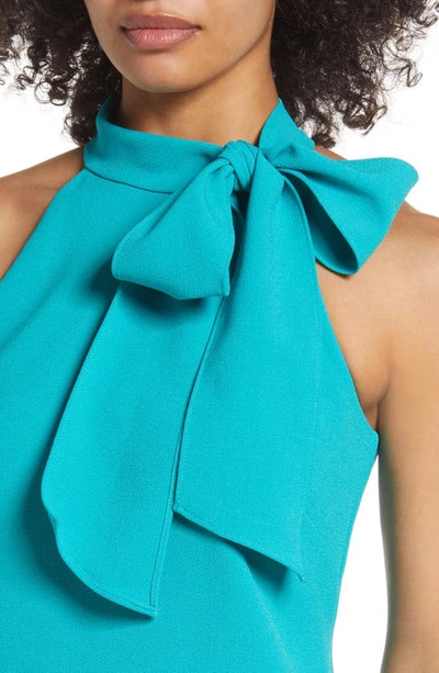 Shop Vince Camuto Tie Neck A-line Dress In Turquoise