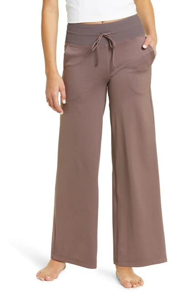 Zella Osr Renew High Waist Wide Leg Pants In Grey Sparrow
