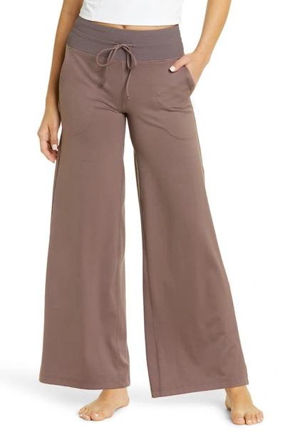 Zella Osr Renew High Waist Wide Leg Pants In Grey Sparrow