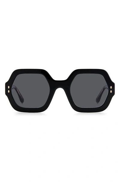 Shop Isabel Marant 52mm Square Sunglasses In Black Gold / Grey
