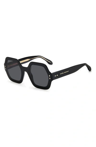 Shop Isabel Marant 52mm Square Sunglasses In Black Gold / Grey