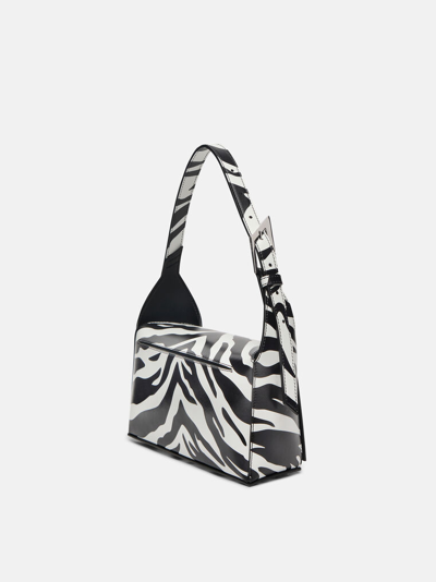 Attico 7/7 Zebra Print Shoulder Bag In Calf Leather In White/black
