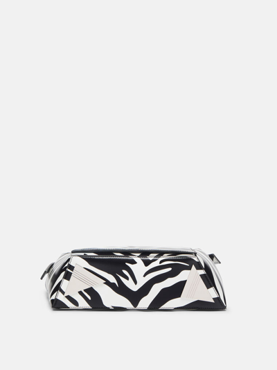 Attico 7/7 Zebra Print Shoulder Bag In Calf Leather In White/black