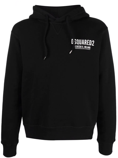 Shop Dsquared2 Logo-print Cotton Hoodie In Black