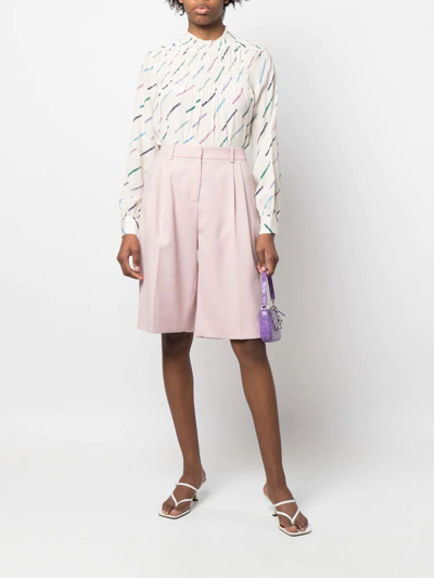 Karl Lagerfeld Logo-print Silk Blouse In Neutrals