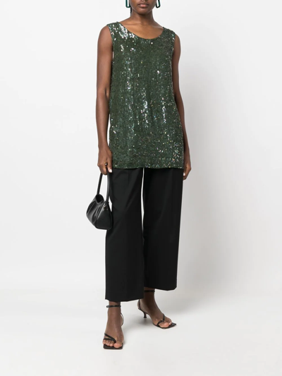 P.a.r.o.s.h Sequin-embellished Sleeveless Top In Green