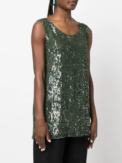 P.a.r.o.s.h Sequin-embellished Sleeveless Top In Green