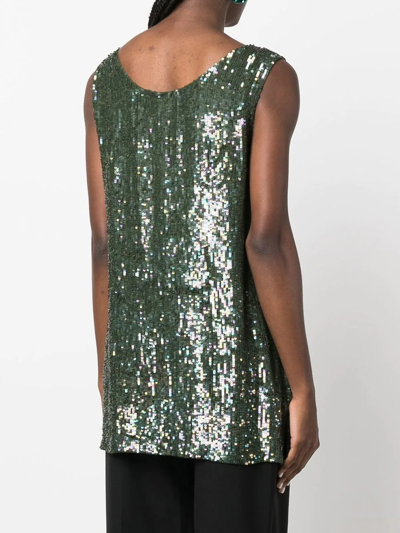 P.a.r.o.s.h Sequin-embellished Sleeveless Top In Green