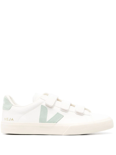 Shop Veja Touch-strap Logo-print Sneakers In White