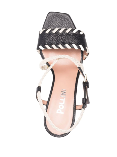 Shop Pollini Whipstitch-trim Braided-strap Sandals In Black