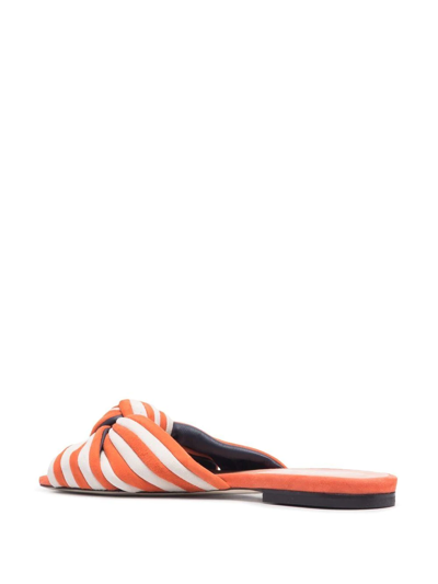 Shop Pollini Striped-knot Sandals In Orange