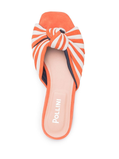 Shop Pollini Striped-knot Sandals In Orange