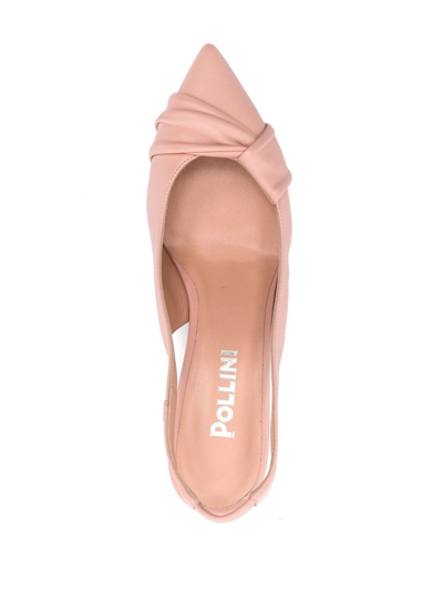 Shop Pollini Pointed Gathered Slingback Strap Pumps In 613 Pink