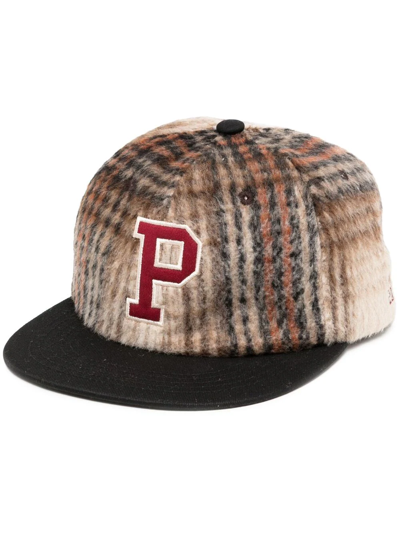 Shop Patta Checked Logo-appliqué Baseball Cap In Braun