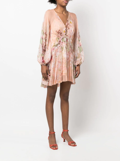 Shop Zimmermann Dancer Floral-print Dress In Pink