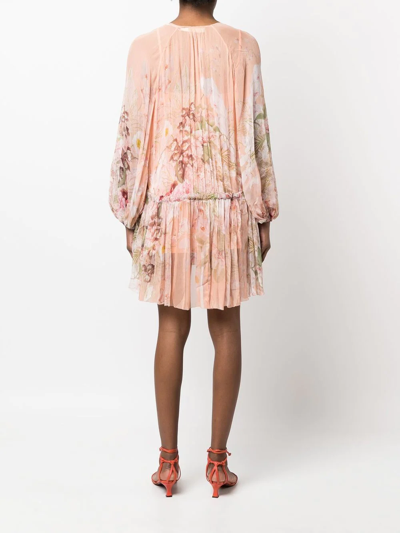 Shop Zimmermann Dancer Floral-print Dress In Pink