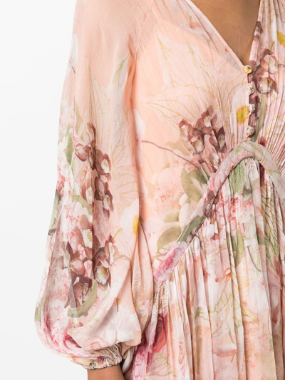 Shop Zimmermann Dancer Floral-print Dress In Pink