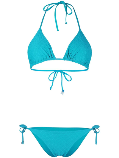 Shop Fisico Textured Triangle Bikini In Blau