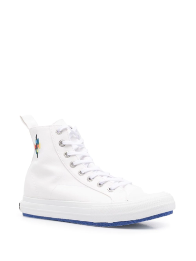 Marcelo Burlon County Of Milan Marcelo Burlon Vulcanized High-top Sneakers Man Sneakers White Size 9 Cotton In White