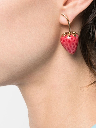 Shop Andres Gallardo Strawberry-shape Earrings In Rot