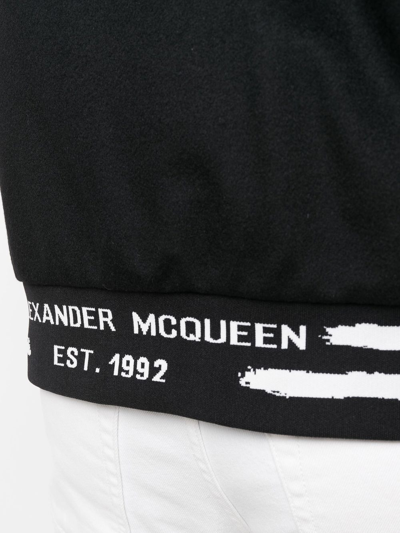 Shop Alexander Mcqueen Embroidered-logo Bomber Jacket In Black