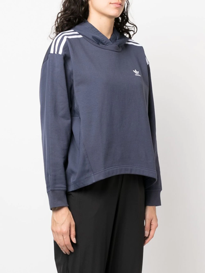 Shop Adidas Originals Embroidered Logo-patch Hoodie In Blue