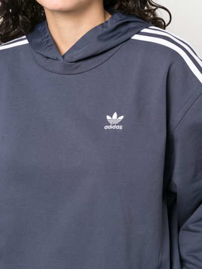 Shop Adidas Originals Embroidered Logo-patch Hoodie In Blue