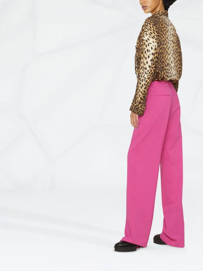 Shop Dsquared2 High-waisted Wide-leg Trousers In Pink